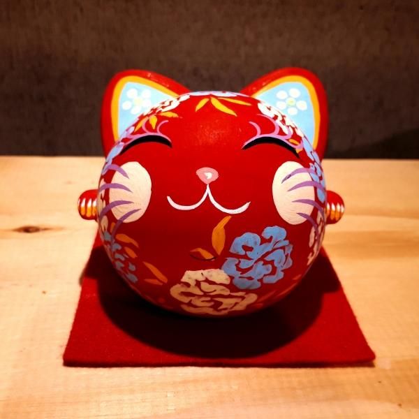 玉猫（大）赤（安江美香作） - ふくろう・ねこ・ぶたの雑貨店