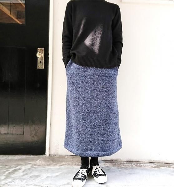 BETTER TWILL FLEECE SKIRT NAVY