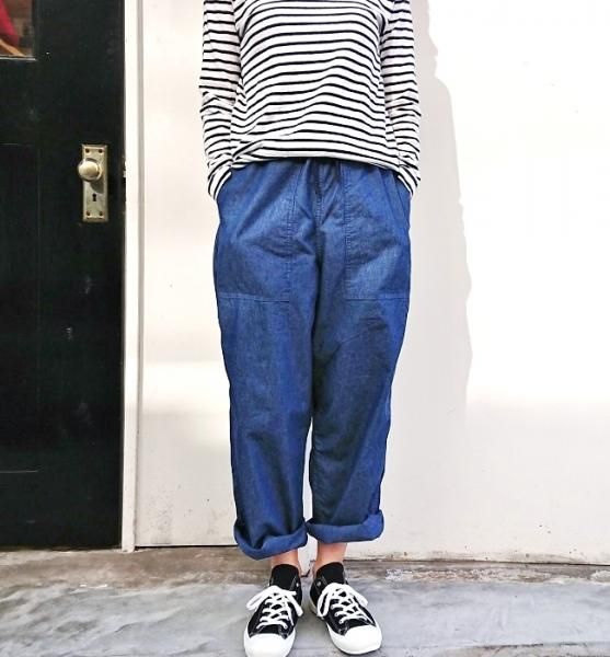 MANUAL ALPHABET DENIM UTILITY EASY PANTS LT.INDIGO