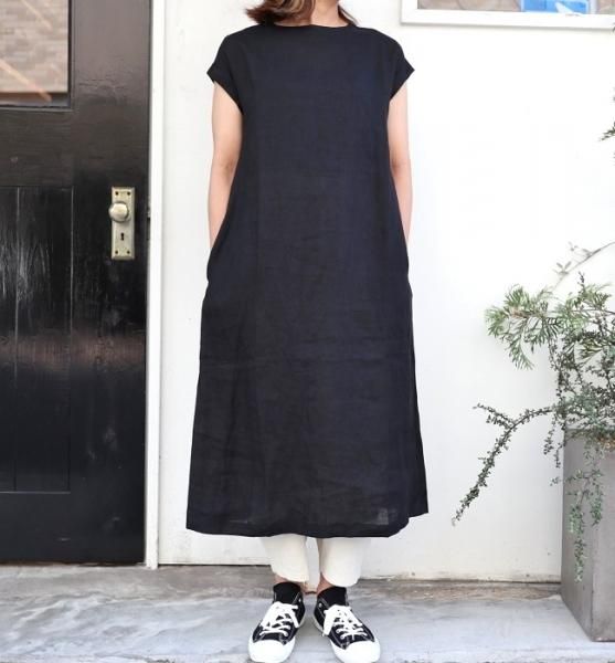 YARRA フレンチスリーブリネンOP(BLACK)
