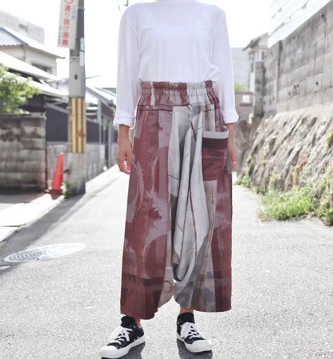 tamaki niime (タマキ ニイメ) tarun pants(タルンパンツ) long ワイン