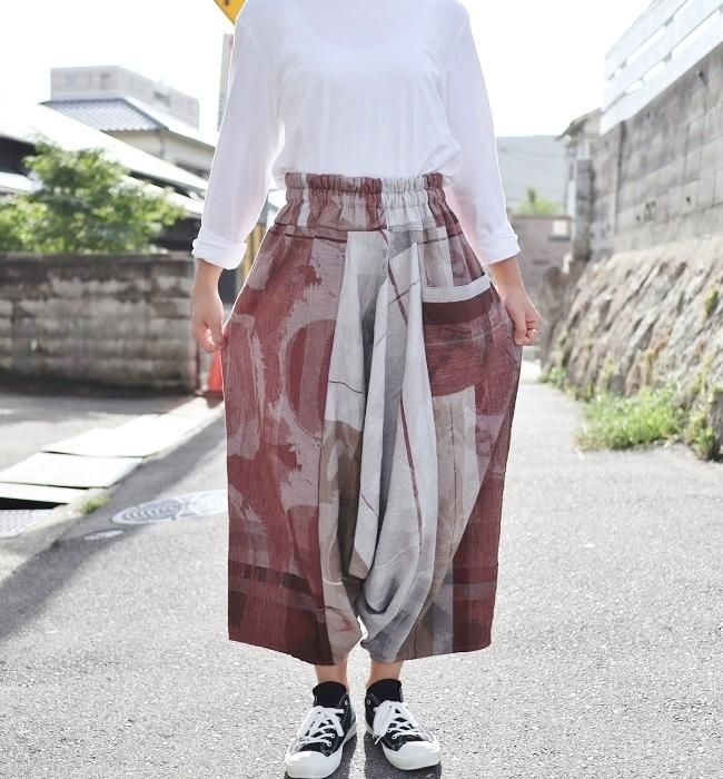 tamaki niime (タマキ ニイメ) tarun pants(タルンパンツ) long ワイン