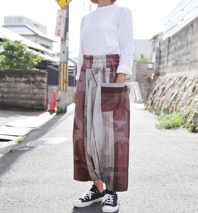 tamaki niime (タマキ ニイメ) tarun pants(タルンパンツ) long ワイン