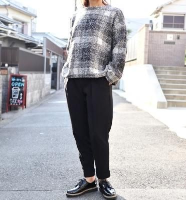 ichi ウール混チェックプルオーバー(GRAY/BEIGE)