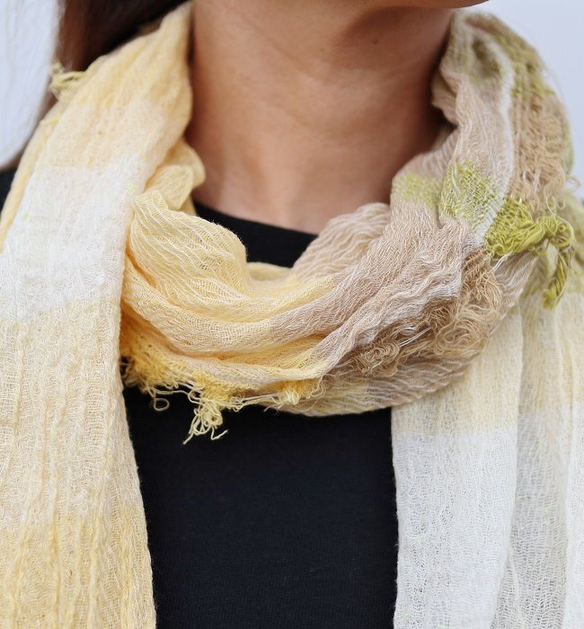 tamaki niime roots shawl middle cotton(YE) 