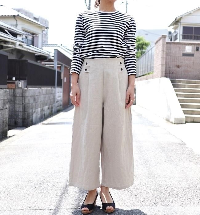 LE CIEL 綿麻マリンワイドパンツ