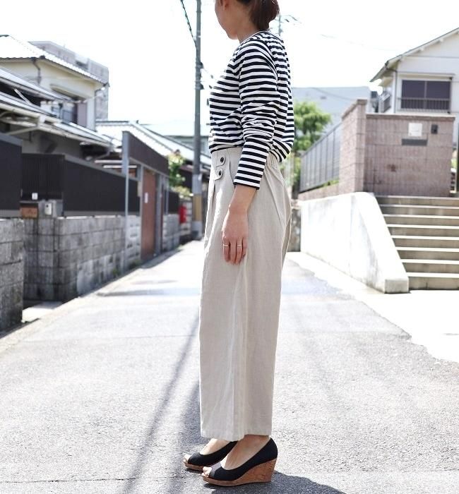 LE CIEL 綿麻マリンワイドパンツ