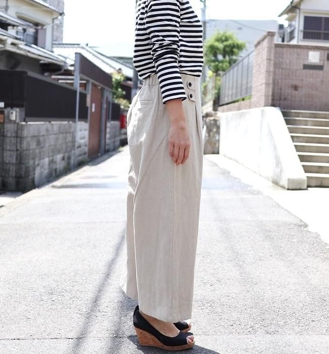 LE CIEL 綿麻マリンワイドパンツ