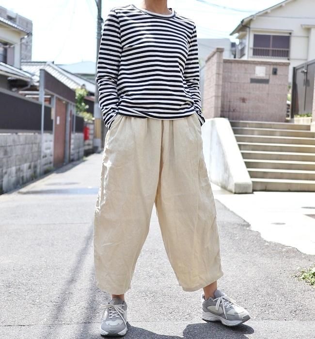 Ordinary fits BALL PANTS LINEN(OFF/BLK)