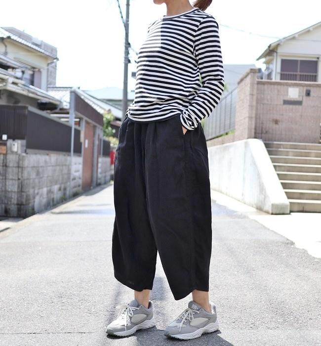Ordinary fits BALL PANTS LINEN(OFF/BLK)