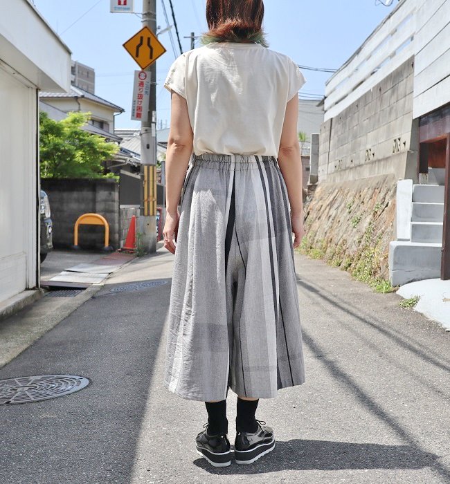 tamaki niime wide pants short cotton(GY,WT)