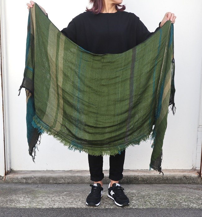 tamaki niime roots shawl middle(woolcotton) MGR