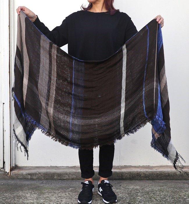 tamaki niime roots shawl middle(wool×cotton) BL/BR