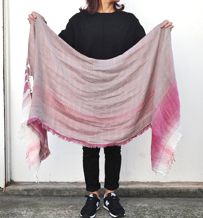 tamaki niime roots shawl middle(woolcotton) PK/GY