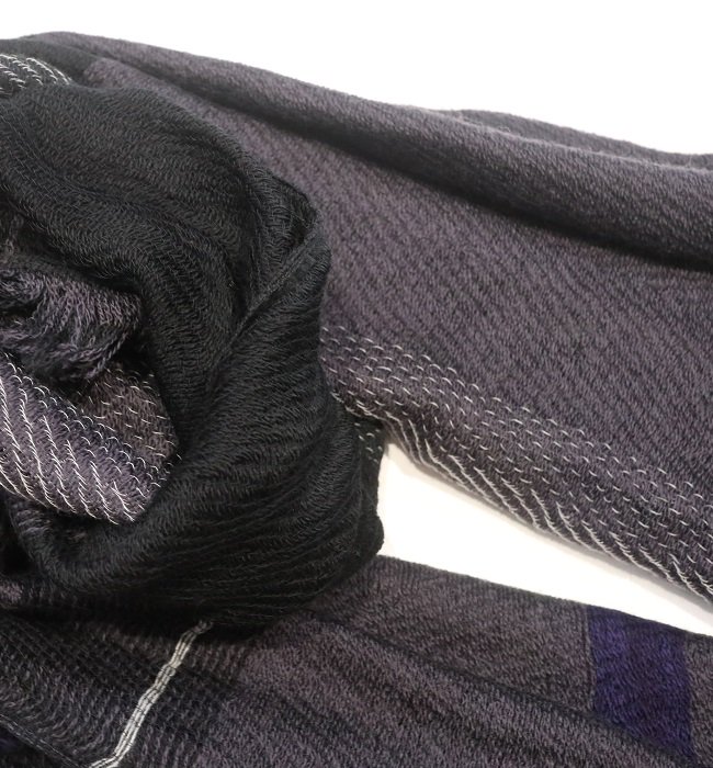 tamaki niime roots shawl middle(woolcotton) BK/NV