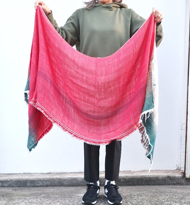 tamaki niime roots shawl middle(woolcotton) RD/WT