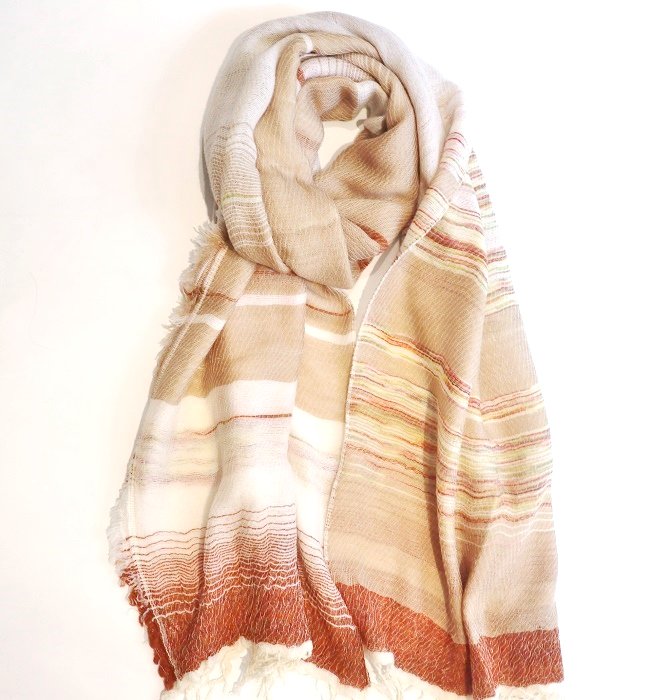 tamaki niime roots shawl middle(woolcotton) BE/WT