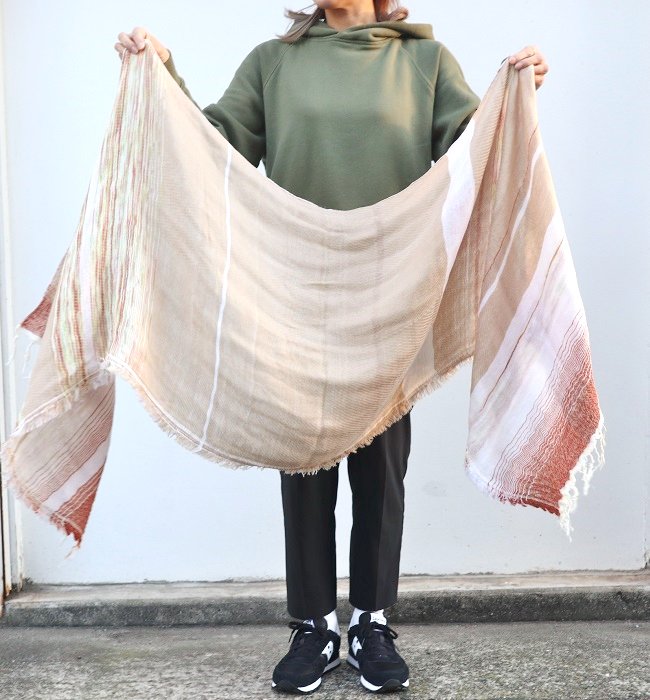 tamaki niime roots shawl middle(woolcotton) BE/WT
