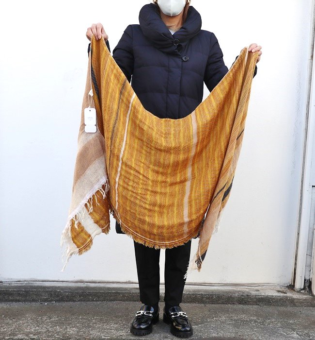 tamaki niime roots shawl middle(woolcotton) OR/YE
