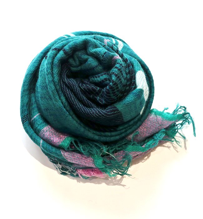 tamaki niime roots shawl middle(woolcotton) GR/WT