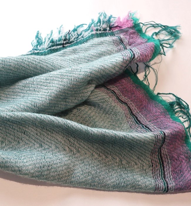 tamaki niime roots shawl middle(woolcotton) GR/WT