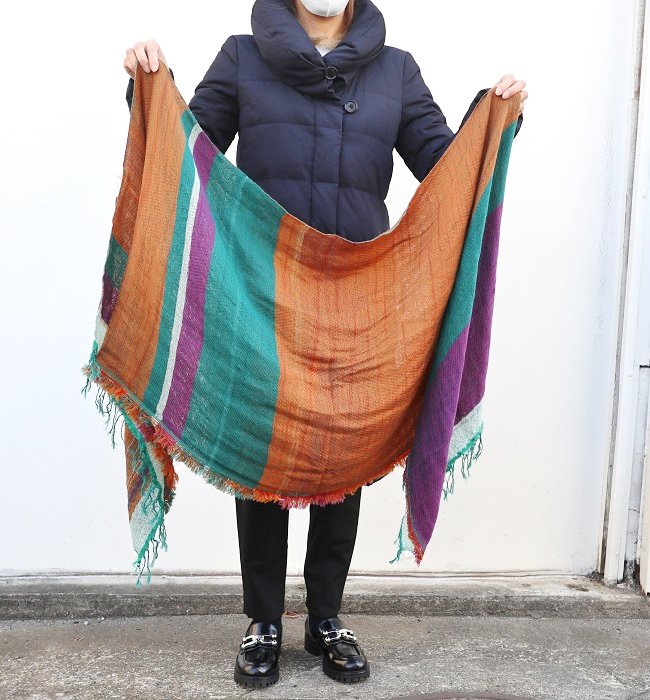 tamaki niime タマキニイメ roots shawl middle wool×cotton OR GR ...
