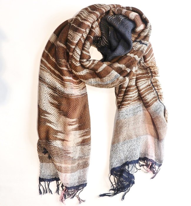 tamaki niime roots shawl middle(woolcotton) BR/NB