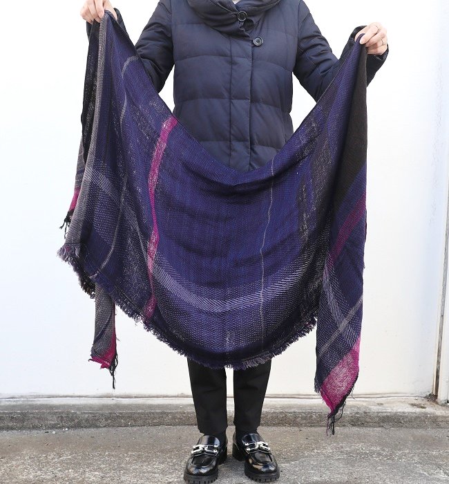 tamaki niime roots shawl middle(wool×cotton) PL/GY