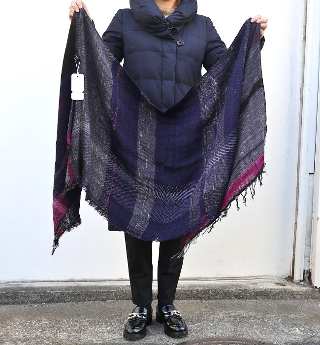 tamaki niime roots shawl middle(wool×cotton) PL/GY