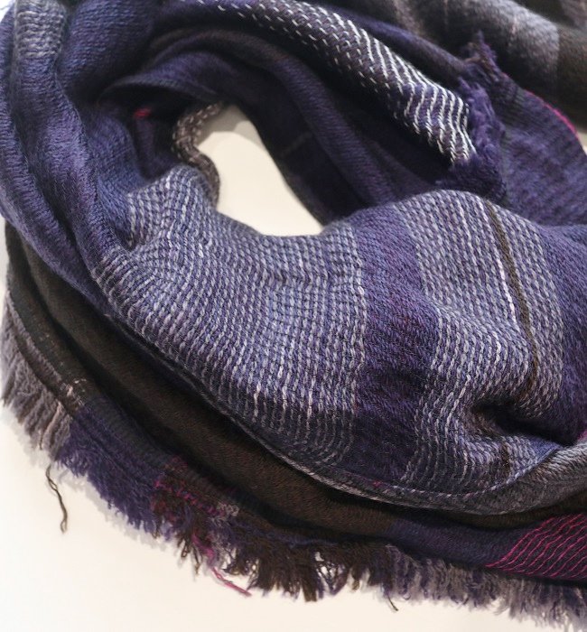 tamaki niime roots shawl middle(wool×cotton) PL/GY
