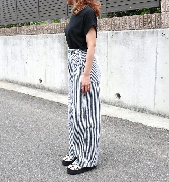 Ordinary fits BELL PANTS HICKORY USED(UNISEX)