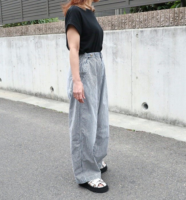 Ordinary fits BELL PANTS HICKORY USED(UNISEX)