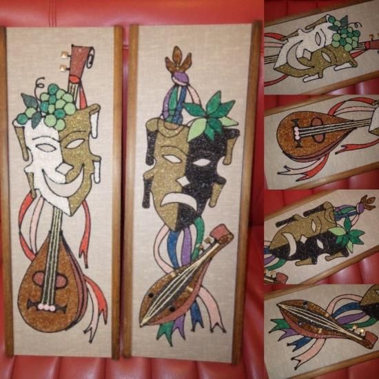 24時間限定タイムセール ビンテージ雑貨,ミッドセンチュリー,ツーフェイス,サンドアート 絵画