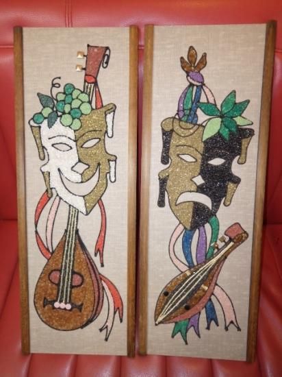 絵画 壁掛け 年代物 昭和レトロ 松鳩文化刺繍 糸 絵画 藁笠冬牡丹 花 額縁 ぬいとり