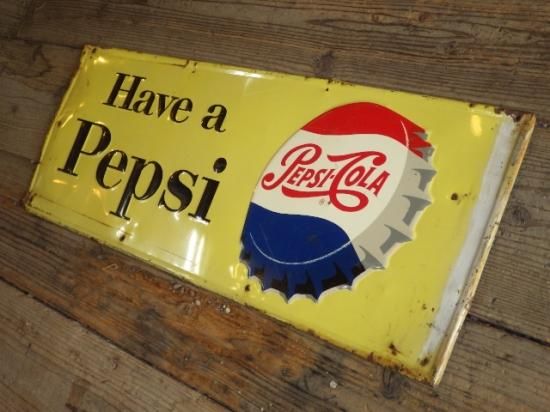 50'S☆PEPSI☆メタルサイン☆ビンテージ☆ペプシコーラ☆大型看板☆USA