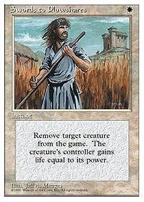 MTG 剣を鍬に/Swords to Plowshares 4版 黒枠 4枚 - マジック