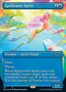 MTG 日本語 foil 呪文づまりのスプライト　初版 買取)(FOIL)呪文づまりのスプライト/Spellstutter Sprite(Secret