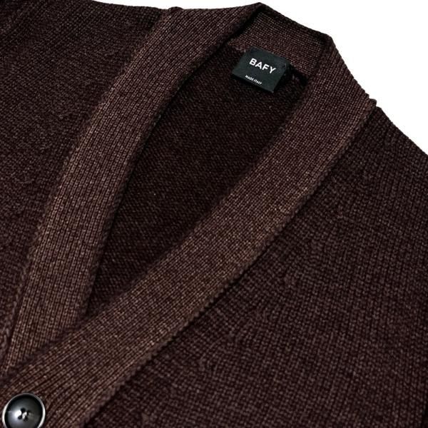 BAFY ( バフィー ) カーディガン ブラウン | リブ編み | ストーン