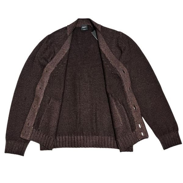 J7104美品 BAFY ローゲージニットカーディガン ブラウン 46 バフィー BAFY ( バフィー ) カーディガン ブラウン | リブ編み | ストーン
