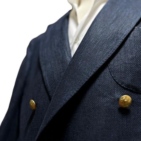 De Petrillo (デペトリロ) 下掛け ダブル前ジャケット ネイビー De Petrillo (デペトリロ) 下掛け ダブル前ジャケット ネイビー