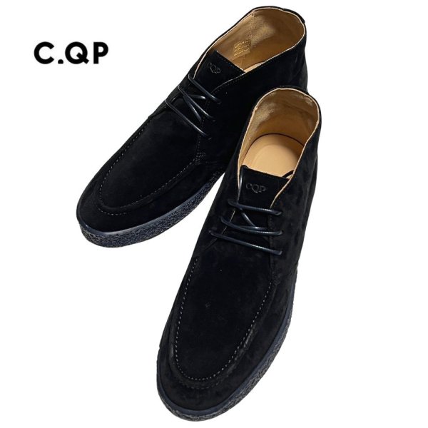 C.QP シーキューピー 革靴 チャッカブーツ ブラック スエード クレープソール ハンドメイド シークレット ブーツ スゥエード 牛革 CQP ドライビングシューズ

