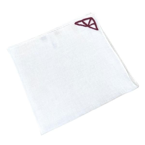 MUNGAI | 刺繍ポケットチーフ ホワイト エンジ ハンドメイド