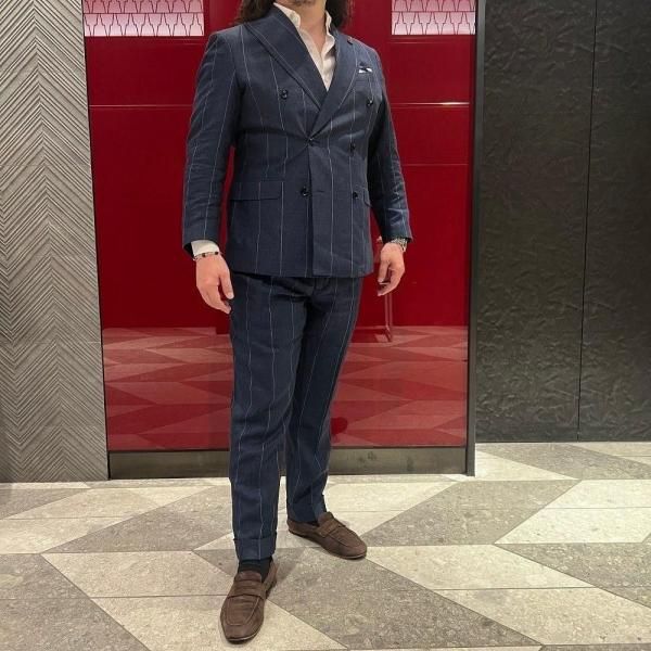 De Petrillo デペトリロ ダブルスーツ ネイビー グレー 48相当