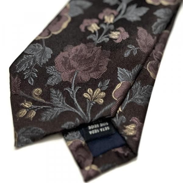 【極美品】PRADA Holiday & Brown ネクタイ 花柄　ブラック Holliday & Brown ネクタイ | ブラウン 花柄 シルク - Del Fiore