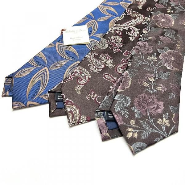 【極美品】PRADA Holiday & Brown ネクタイ 花柄　ブラック Holliday & Brown ネクタイ | ブラウン 花柄 シルク - Del Fiore