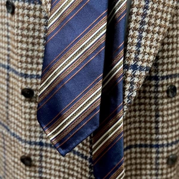 Atto Vannucci ネクタイ | ヘリンボーン ネイビー - Del Fiore Online