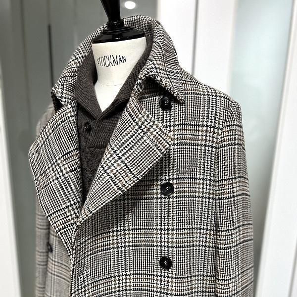 <img class='new_mark_img1' src='https://img.shop-pro.jp/img/new/icons14.gif' style='border:none;display:inline;margin:0px;padding:0px;width:auto;' />BRERAS ( ブレラス ) ダブル コート ダブルブレスト ベージュ グレンチェック柄 アルスターカラー フルベルト パイピング イタリア製
