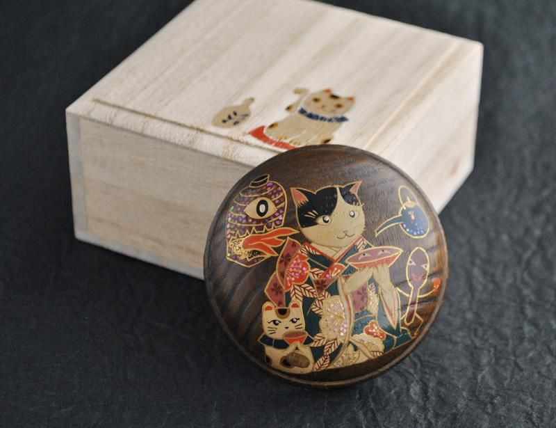 蒔絵ミニ香合 付喪神（酒宴） 伯兆 - 日本の手仕事の店 ちゃらっぽこ