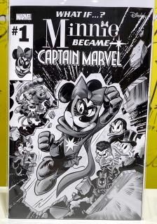 WHAT IF MINNIE BECAME CAPTAIN MARVEL #1 1:100 INCV GIADA PERISSONOTTO BLACK AND WHITE VAR