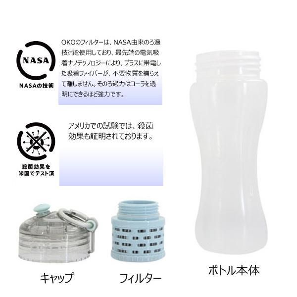 Oko オコ 浄水フィルター ボトル 550ml ろ過機能付 スカイ ブルー
